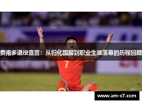 费南多退役宣言:从归化国脚到职业生涯落幕的历程回顾 费南多退役宣言:从归化国脚到职业生涯落幕的历程回顾